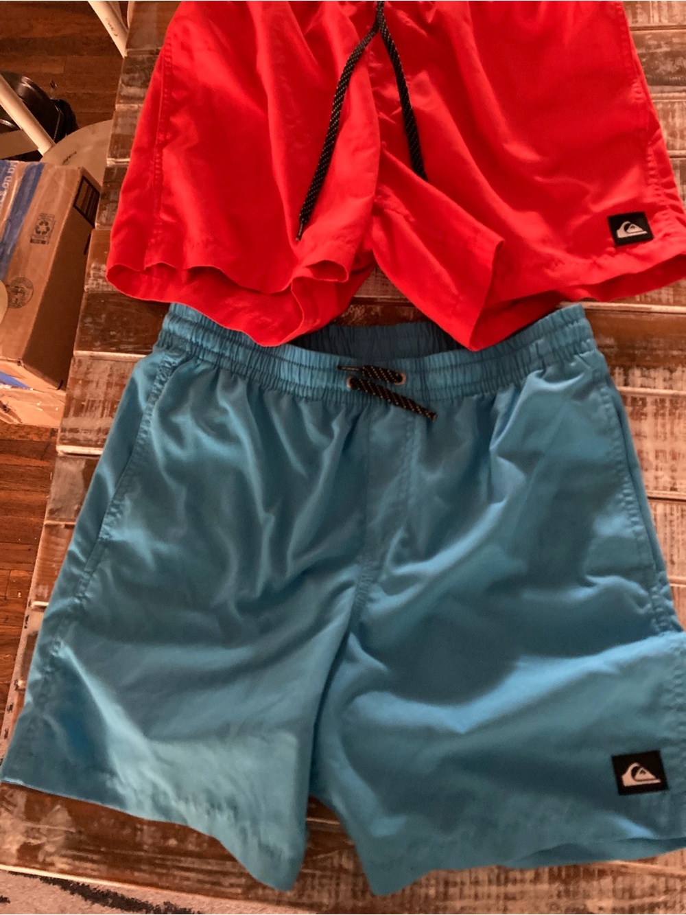 Quiksilver Kids Red & Aqua Swim Shorts Set